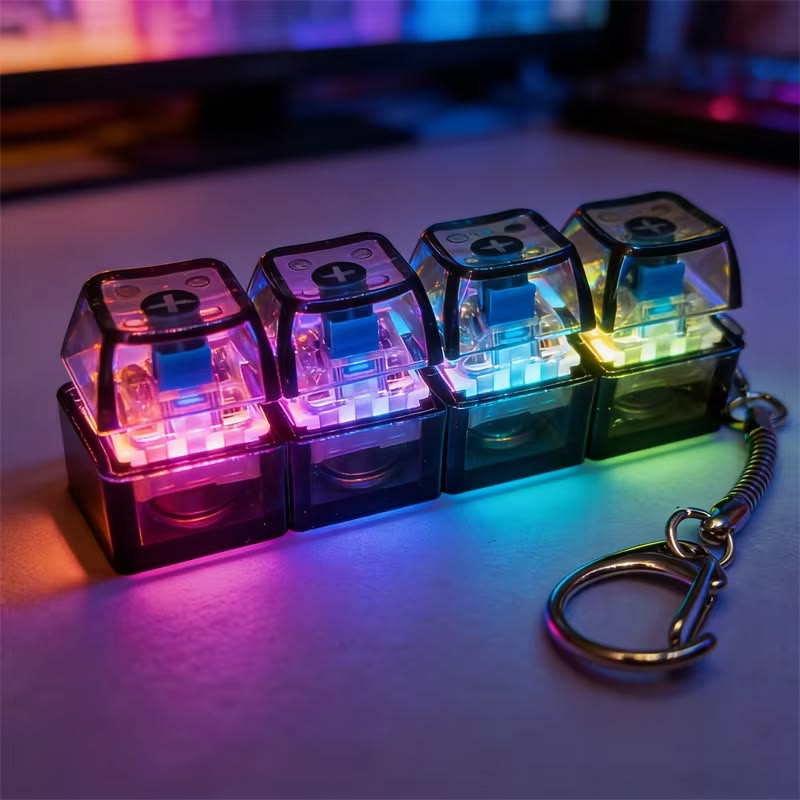 Porte-clés Fidget Clavier RVB – Jouet anti-stress 4 boutons