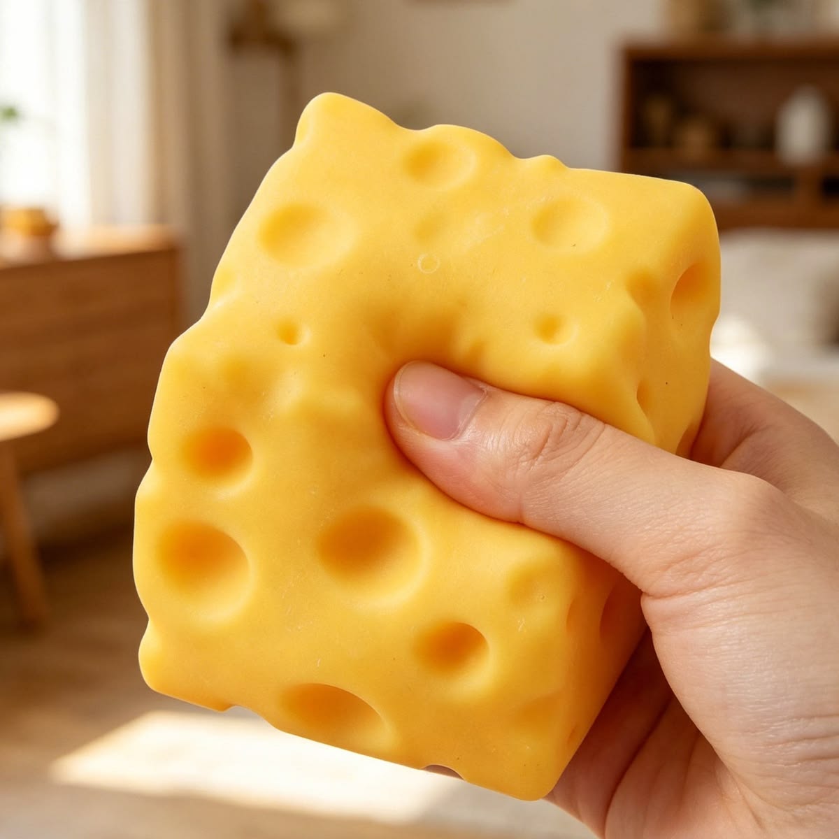 Jouet anti-stress géant en forme de cube de fromage